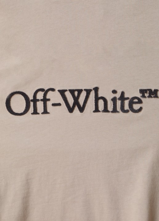 Off-White T-shirt met logoprint - detail 3 donkerbeige