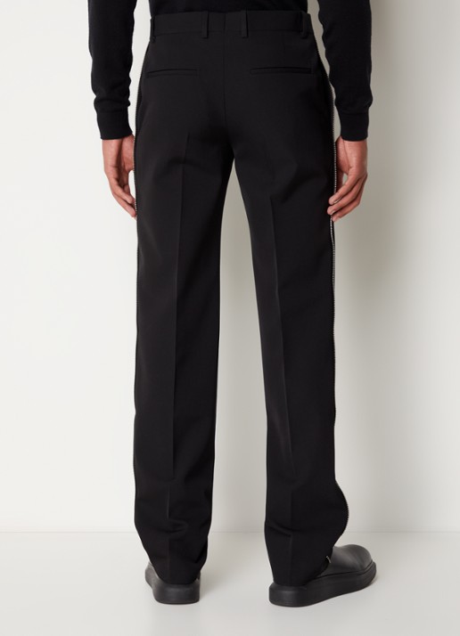 Off-White Tapered fit pantalon van wol met ritsdetail - achterkant 4 zwart
