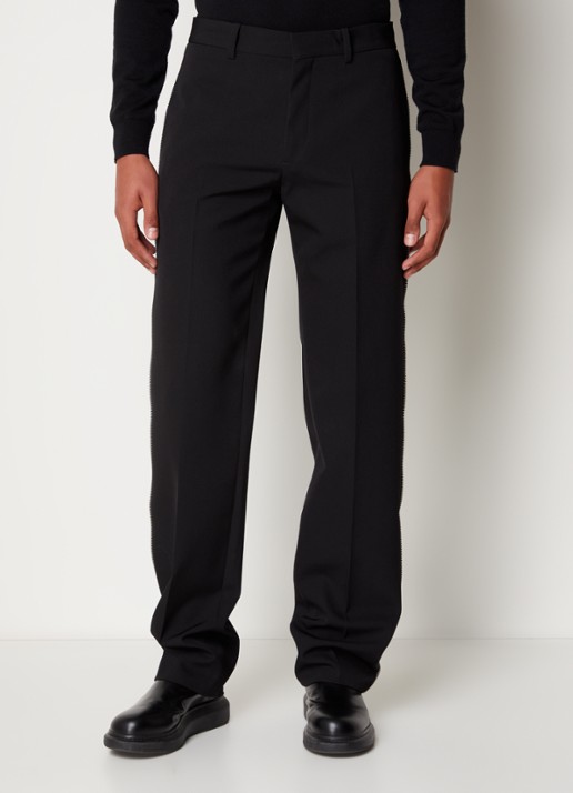 Off-White Tapered fit pantalon van wol met ritsdetail - detail zwart