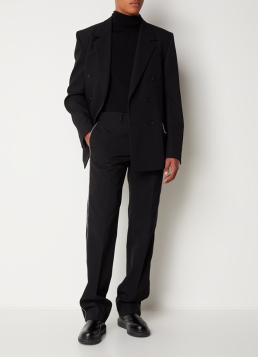 Off-White Tapered fit pantalon van wol met ritsdetail - voorkant 6 zwart