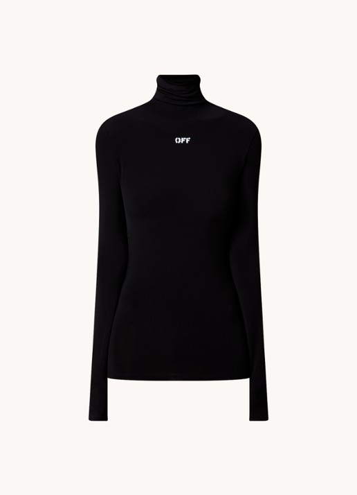 Off-White Top met col en logo - voorkant zwart