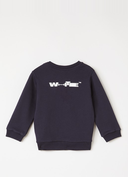 Off-White Type sweater met logo- en bakprint - voorkant 2 donkerblauw