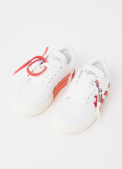 Off-White Vulcanized sneaker van canvas met suède detail - voorkant 2 wit