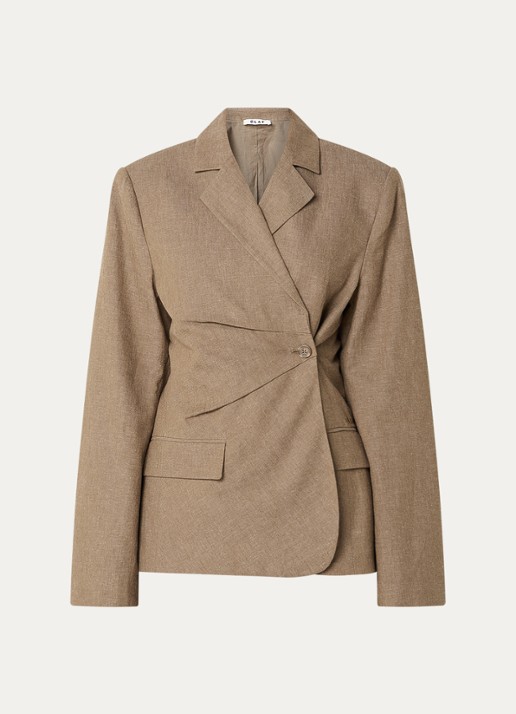 OLAF Blazer in wolblend met asymmetrische sluiting - voorkant 2 taupe