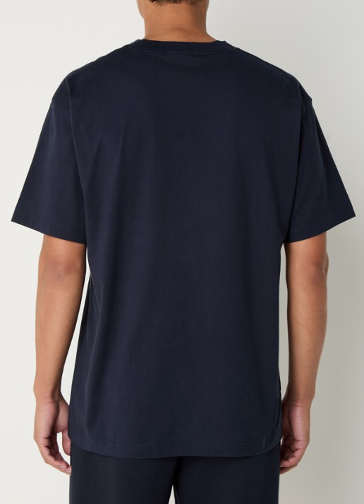OLAF Block T-shirt van katoen met logo - achterkant donkerblauw