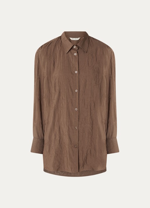 OLAF Blouse met borduring - voorkant taupe