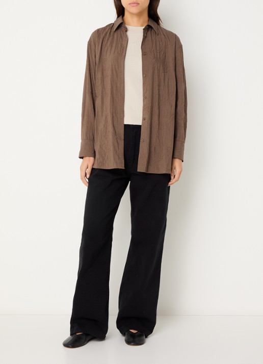 OLAF Blouse met borduring - voorkant 2 taupe