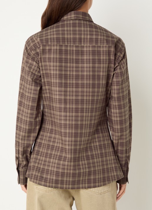 OLAF Blouse met ruitdesin - achterkant 4 lichtbruin