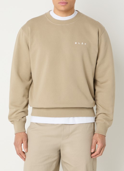 OLAF Brushstroke sweater met logo- en backprint - achterkant 3 beige