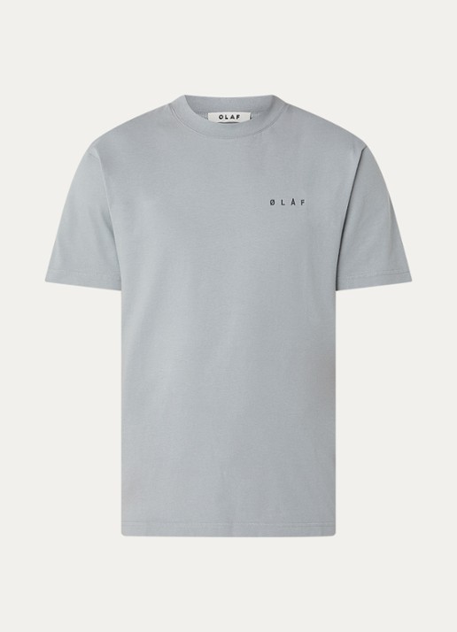OLAF Brushstroke T-shirt met logo- en backprint - voorkant 2 grijs