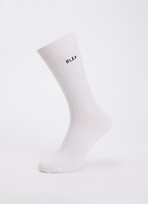 OLAF Essential sokken in katoenblend met logo - detail wit