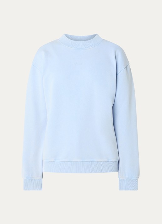OLAF Essential sweater met logoborduring - voorkant 2 lichtblauw