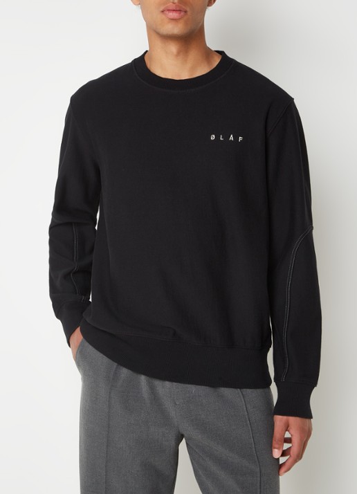 OLAF Face sweater met logo- en backprint - achterkant 2 zwart