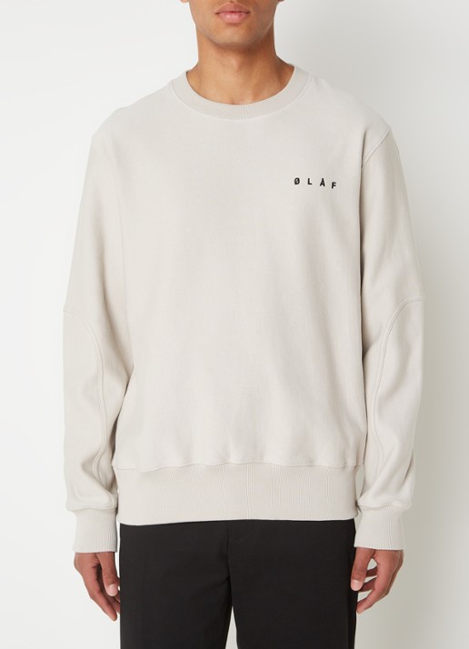 OLAF Face sweater met logo- en backprint - achterkant 4 lichtgrijs