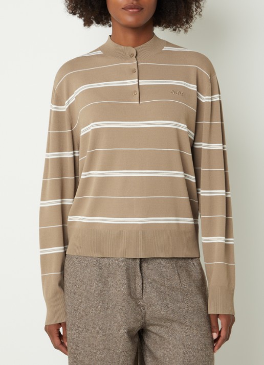 OLAF Fijngebreide pullover met streepprint