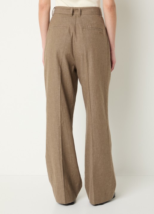 OLAF High waist loose fit pantalon in linnenblend met steekzakken - achterkant zand