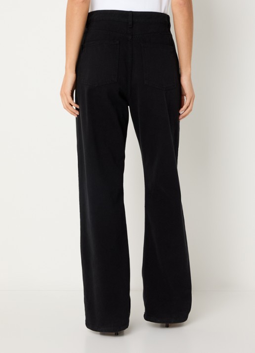 OLAF High waist straight leg jeans met gekleurde wassing en steekzakken - achterkant zwart