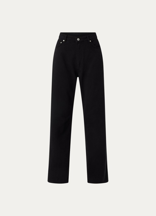 OLAF High waist straight leg jeans met gekleurde wassing en steekzakken - voorkant 2 zwart