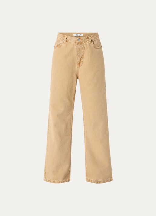 OLAF High waist straight leg jeans met gekleurde wassing - voorkant 2 camel