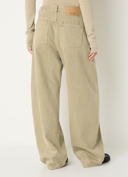 OLAF High waist wide leg jeans met gekleurde wassing - achterkant beige
