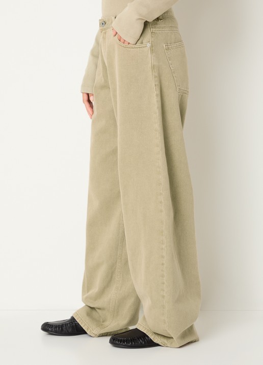 OLAF High waist wide leg jeans met gekleurde wassing - detail 3 beige