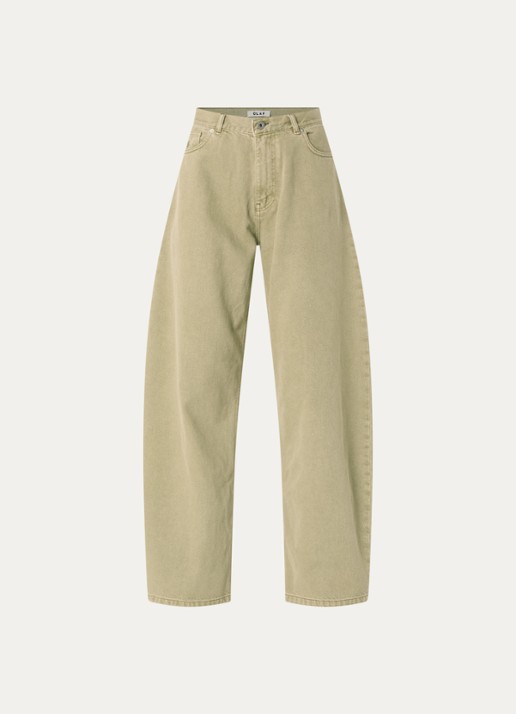 OLAF High waist wide leg jeans met gekleurde wassing - voorkant 4 beige
