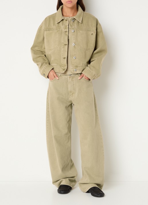 OLAF High waist wide leg jeans met gekleurde wassing - voorkant 5 beige