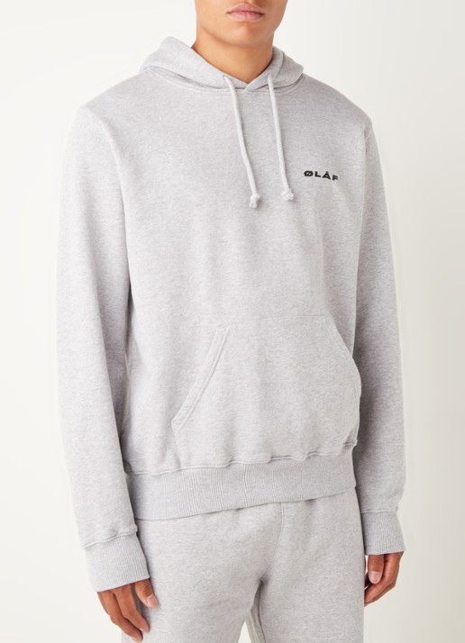 OLAF Hoodie met logo - detail 3 middengrijs