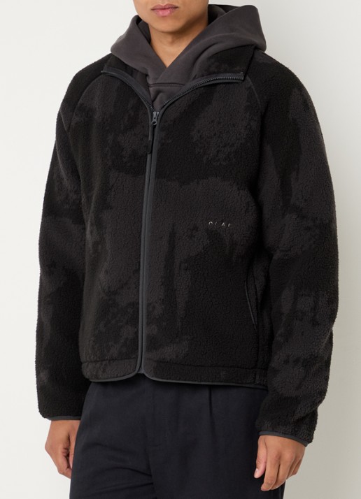 OLAF Jack van fleece met steekzakken en print