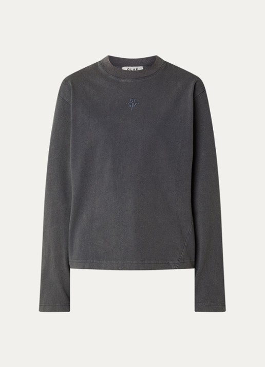 OLAF Long sleeve met logo en ronde hals - voorkant 3 antraciet