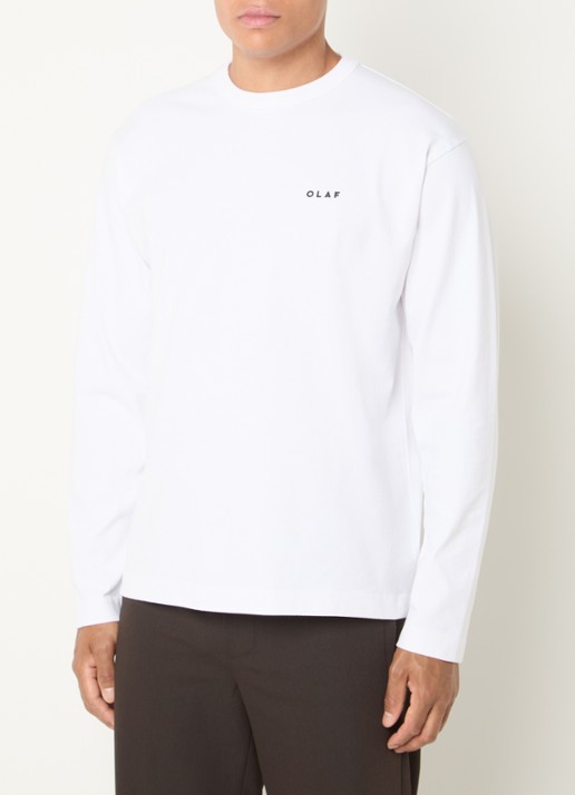 OLAF Longsleeve met borduring - achterkant wit
