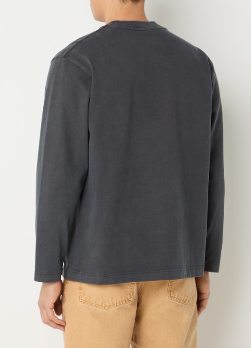 OLAF Longsleeve met logo en verwassen afwerking - achterkant 4 antraciet