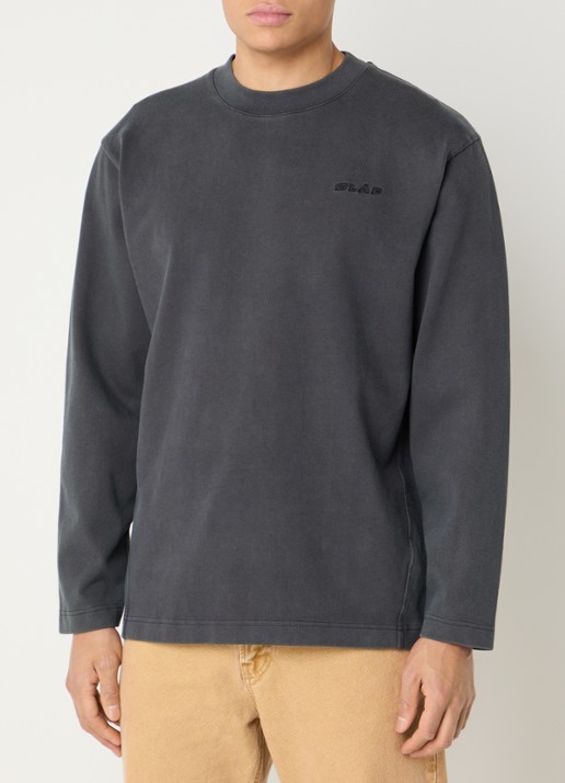 OLAF Longsleeve met logo en verwassen afwerking