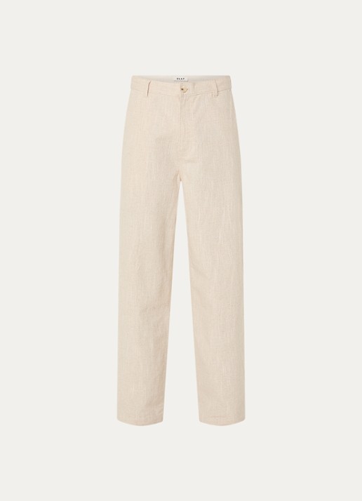 OLAF Loose fit pantalon in linnenblend met paspelzakken - voorkant 4 naturel