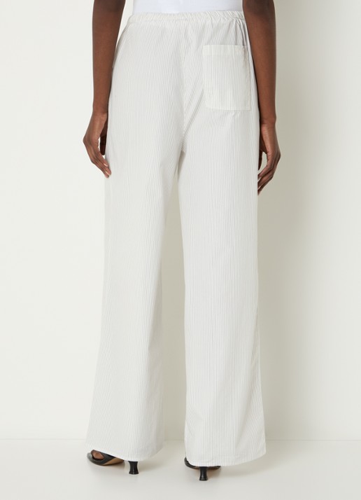 OLAF Mid waist straight fit broek met streepprint - achterkant wit