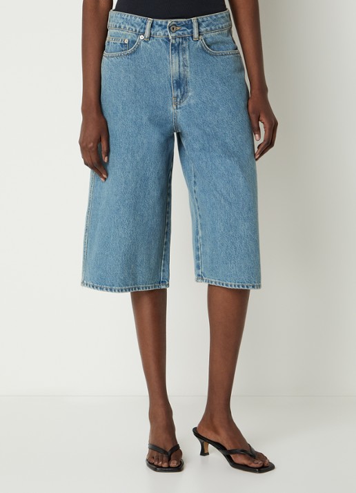 OLAF Mid waist wide leg driekwart jeans met medium wassing