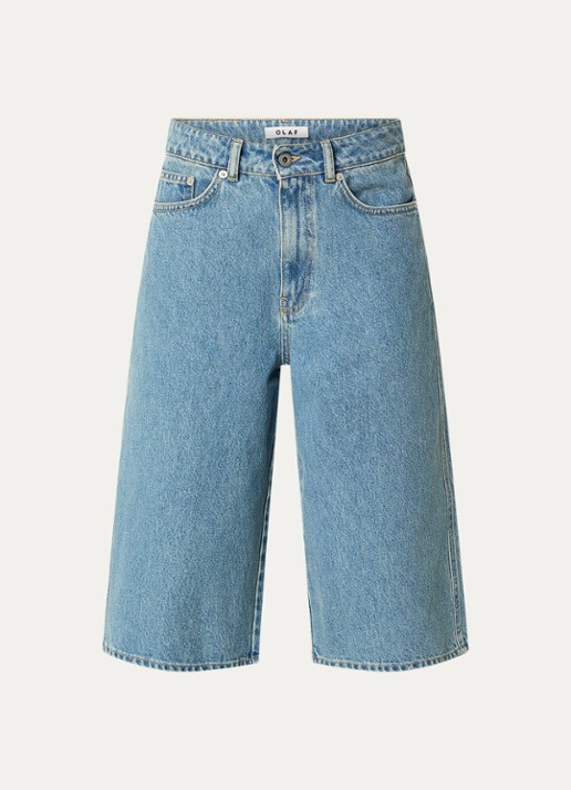 OLAF Mid waist wide leg driekwart jeans met medium wassing