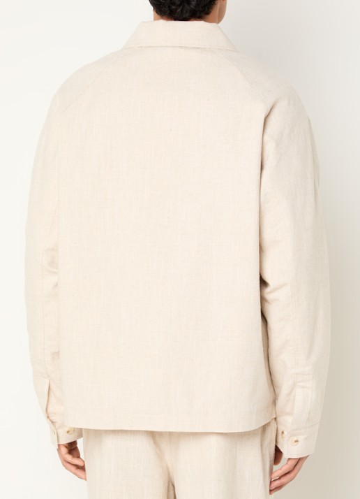 OLAF Overshirt in linnenblend met borstzak - achterkant 4 creme