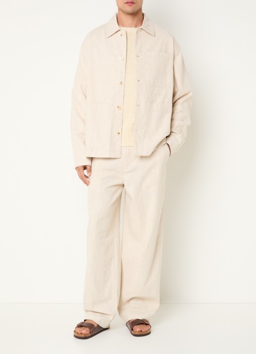 OLAF Overshirt in linnenblend met borstzak - voorkant 2 creme