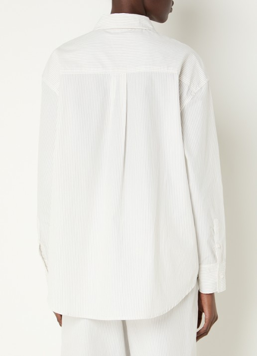 OLAF Oversized blouse met streepprint en borstzak - achterkant 3 beige