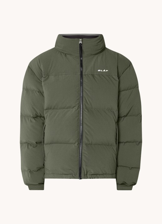 OLAF Puffer jack met donsvulling en opbergbare capuchon - voorkant 3 groen