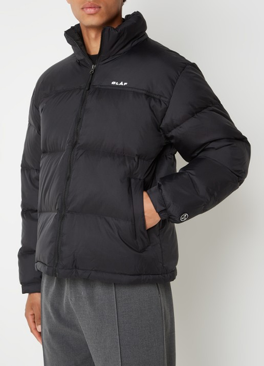 OLAF Puffer jack met donsvulling en opbergbare capuchon - detail 2 zwart