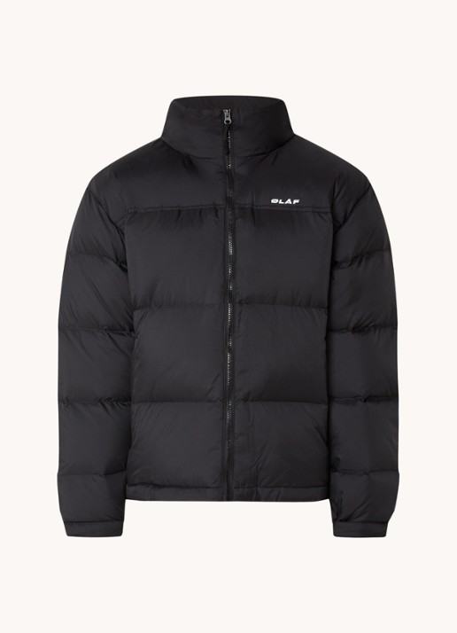 OLAF Puffer jack met donsvulling en opbergbare capuchon - voorkant 4 zwart