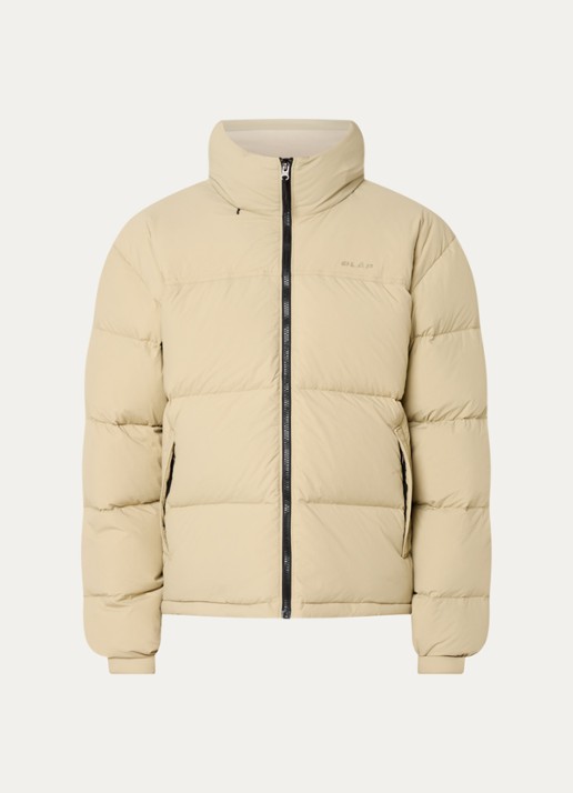 OLAF Puffer jack met ritszakken en opbergbare capuchon - voorkant beige