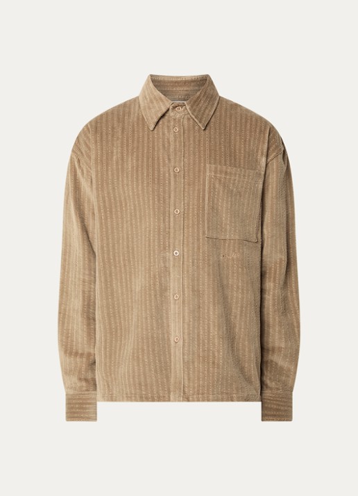 OLAF Regular fit overhemd van corduroy met borstzak - voorkant khaki