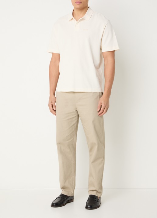 OLAF Regular fit polo met logo - voorkant 4 gebroken wit