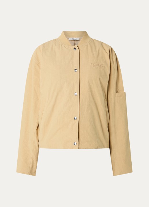 OLAF Retro jack met logo en steekzakken - voorkant 3 khaki