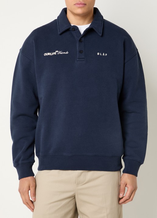 OLAF Script oversized fit polo met logoborduring