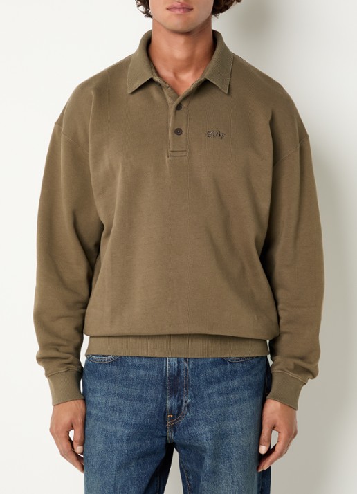 OLAF Signature oversized sweater met polokraag en logoborduring