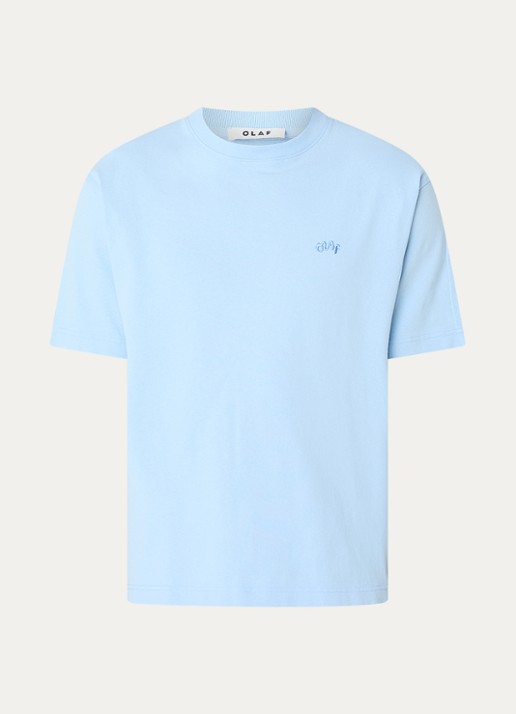 OLAF Signature T-shirt met logoborduring - voorkant 2 lichtblauw